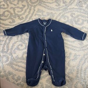 Ralph Lauren Navy Baby One-Piece Footed Sleeper 3 Months